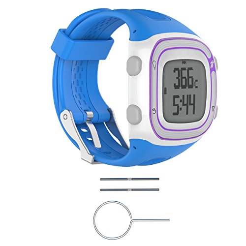 Bluelover Cinturino in Silicone da Polso + Strumenti per Garmin Forerunner 10/15 GPS Orologio da Corsa - L - Blu
