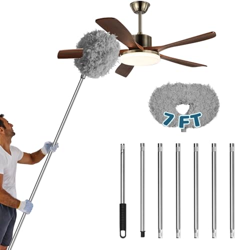 Image of Storystore Ceiling Fan Cleaner Duster - Adjustable Duster with Extension Pole,Dusters for Cleaning Fan Blade, Walls and Cobweb (7FT /Grey)