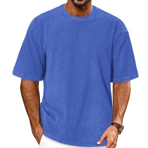 Image of Oversized Tshirts for Men Short Sleeve Vintage Washed Basic Loose Tees 2026