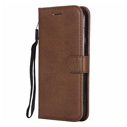 Yiizy Mobiltelefonskal för Huawei P8lite/ALE-L21 läderväska, enkel mode stil läderskal plånbok skyddande skal för Huawei P8 Lite skal silikon skydd med magnetiskt lås, kortfack, (brun)