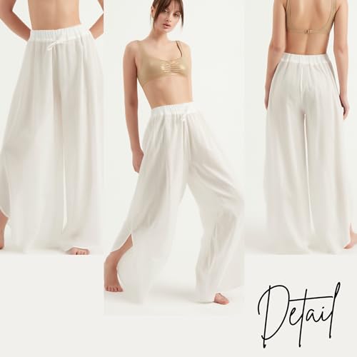 TUBANUR Pants for Women's | Wide Leg Elastic Waist Slit Loose Trousers | Summer Women Pant Beach Outfits4