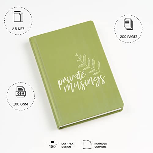Image of FACTOR NOTES Hardbound Notebook: 100 GSM|A5|3 Bookmarks|200 Pages|Inner Pocket|Ruled (Private Musings)