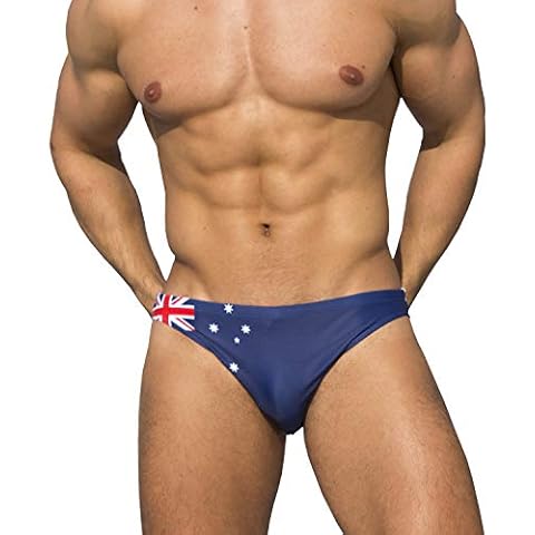 Easejuicy Men's Swimwear Sexy Bikini Solid Swimming Briefs Low Waist Drawstring - blue - Small Cover