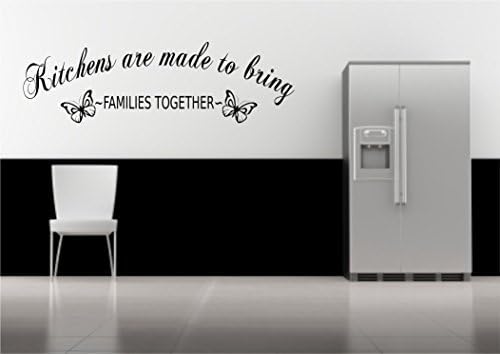 Kitchen Family Together Quote Wall Sticker Decal Transfer Mural Stencil Art WSD503, Black Matt, Medium
