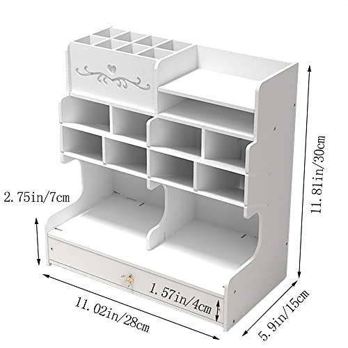 Miniatura 2 de Organizador De Escritorio Blanco Con Cajón, Soporte Para Lápices De Escritorio, Organizador De Escritorio De Oficina, Papelería De Oficina, Organizador De Escritorio Para Hogar, Oficina Y Escuela