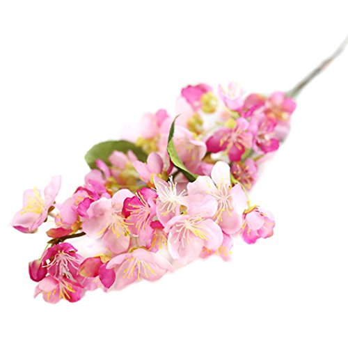 U.Expectating Artificial Flowers Artificial Floral,Fake Cherry Blossom Silk Flower with Green Leaves Bridal Wedding Bouquet Party Decor Hydrangea Home Office Garden Decor (hot pink, 20.7