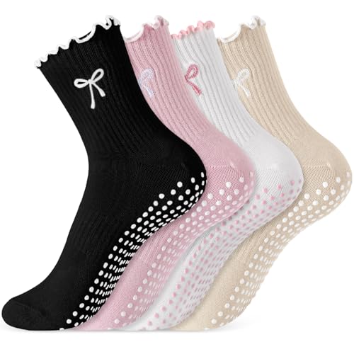 Chaussettes de Pilates antidérapantes femme pour gymnastique douce, ballet et exercices pieds nus