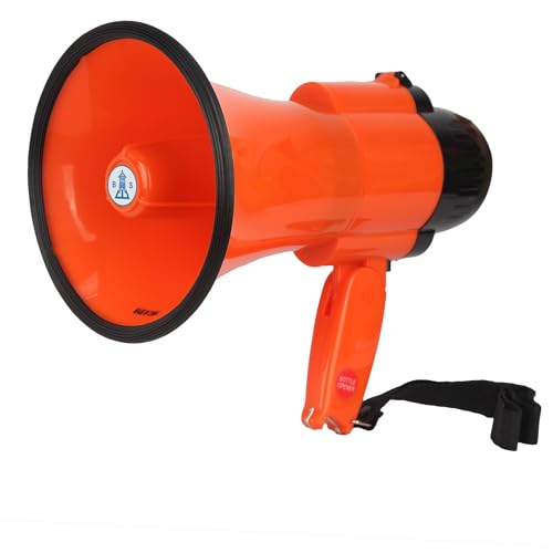 B S Portable 20W Megaphone with Bottle Opener,Siren,Recording, Indoor & Outdoor Events, Pumpkin Orange