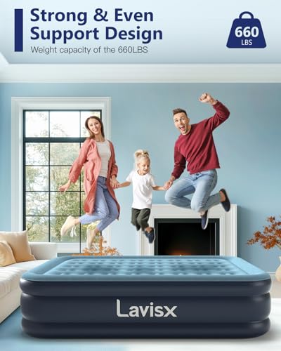 Queen Air Mattress with Built in Pump 16" Blow Up Mattress Raised Air Bed, 3 Mins Quick Self Inflatable with Storage Bag for Guest and Home