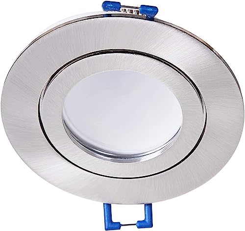 YanFeiYit LED Einbaustrahler Edelstahl-gebürstet 5W warmweiß flach 230V – Einbauleuchte IP44 auch für Bad, Außenbereich – Bohrloch Ø65mm Badezimmer Decken-Spot Badeinbaustrahler (5er Set - Warmweiß)