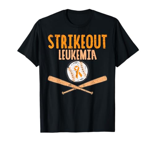 Strikeout Leukemia Baseball Ruban orange de sensibilisation au cancer T-Shirt