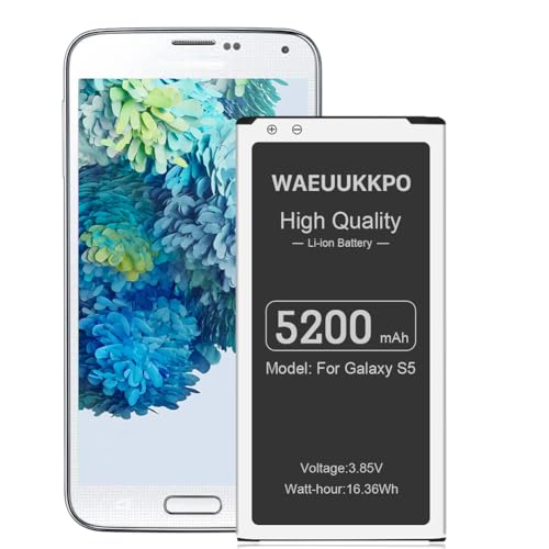 Batería para Galaxy S5, 5200 mAh, mejorada batería de repuesto S5 para Samsung Galaxy S5/S5 Active, G900A AT&T, SM-G900V, G900F, G900H, G900R4, I9600, EB-BG900BBE, EB-BG903BBE