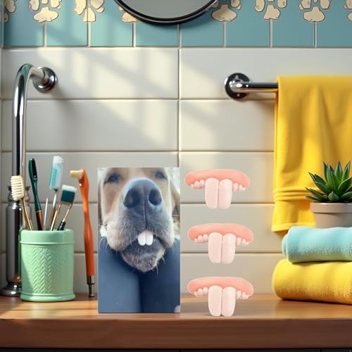 Dientes falsos blancos para perros 3 unidades accesorios divertidos miniatura 4