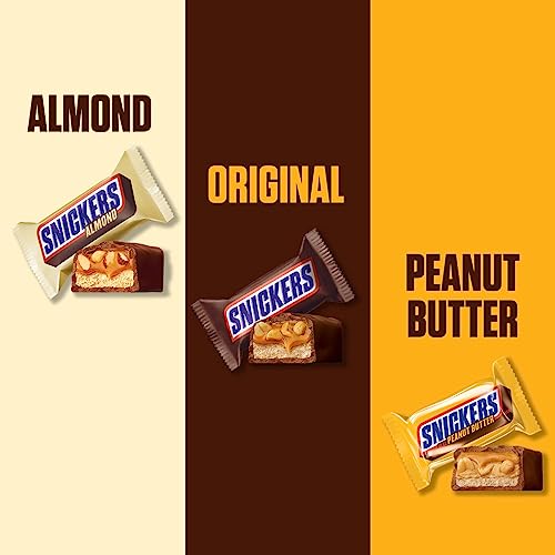 Snickers Variety Pack Fun Size Original, Peanut Butter & Almond Milk Chocolate Candy Bars Bulk Pack Assortment, 32.68 Oz Bag, 45 Piece #TOP2