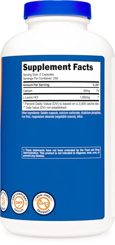 Nutricost ZL00772 L-Lysine 1000Mg Per Serving, 250 Servings, 500 Capsules thumb #6
