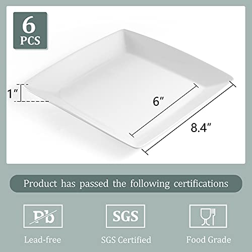 Yedio Porcelain Square Dinner Plates, 8.4 Inch Square Serving Plate For Steak, Pasta, Salad, Snacks, Dessert, Appetizer Plates-Set Of 6, White #TOP1