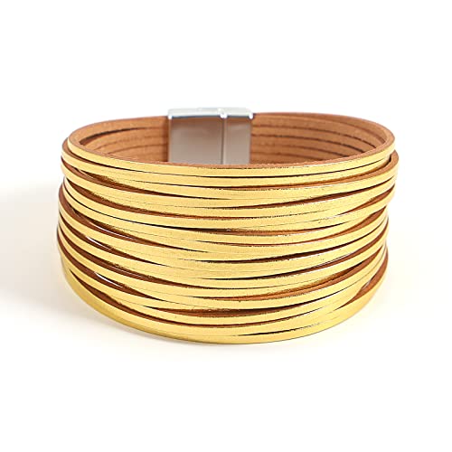 Hotoo Leather Wrap Bracelet For Women Gold Bohemian Friendship Stackable Layered Bracelets Boho Multi Strand Bracelets Jewelry With Clasp For Teen Girls Sister And Mother #TOP7
