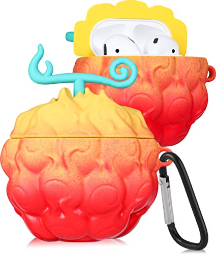 Gkv Silicone Case For Airpods 1/2 Design Fashion Unique 3D Cool Funny Cartoon Air Pods 1St/2Nd Cover Cute Designer Stylish Shell Cases For Girls Boys Kids Teen For Airpods 1/2 (Red Yellow Fruit Food) #TOP19