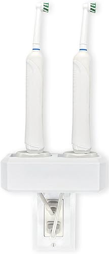 Soporte para cepillo de dientes eléctrico, montaje en pared, compatible con Oral-B, soporta 2 cargadores, se monta solo en una sola toma GFCIDecora