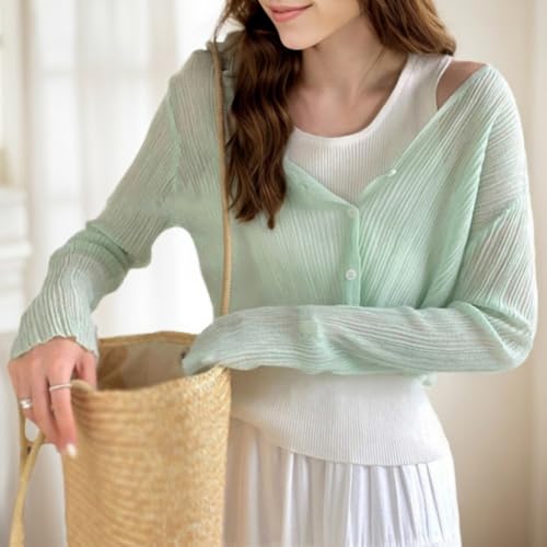 Women's Summer Knitted Long-Sleeved Short Sun Protection Cardigan