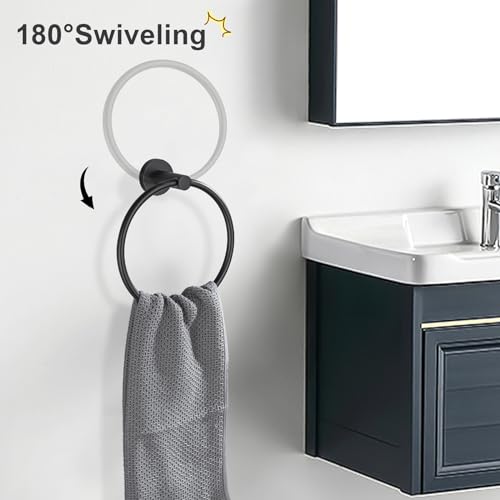 Turs Matte Black Toilet Paper Holder Towel Ring Bathroom Hardware Set 2 Pieces Hand Towel Holder Wall Mount Stainless Steel thumb #3
