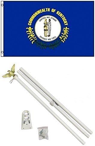 New They can be used indoors or outdoors.3x5 State of Kentucky Flag White Pole Kit Set 3'x5'.The authentic design is based on information from official sources