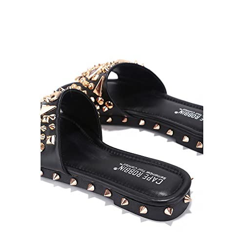 Cape Robbin Tonie Sandals Slides For Women, Studded Womens Mules Slip On Shoes - Black Size 10 #TOP24