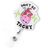 Don't Be Tachy Heart Badge Reel Retractable, Funny Cardiac Nurse Badge Reel, Cardiology ID Badge Clip, Personalized Cardiologist Gifts, Telemetry & EKG Tech Badge Holder with Alligator Clip | Acrylic