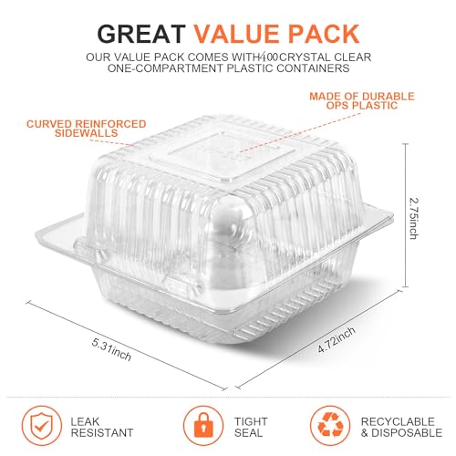 Aqsxo AQ-2203072135 60 Pcs Clear Plastic Take Out Containers,Disposable Clamshell Dessert Container thumb #1