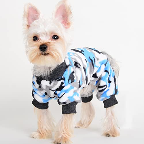 Camouflage Small Dog Pajamas Fuzzy Thermal Dog Pjs Fleece Puppy Jammies Jumpsuits Doggie Outfits Winter Warm Dog Clothes Pet Coat For Teacup Dog Chihuahua Yorkies #TOP2