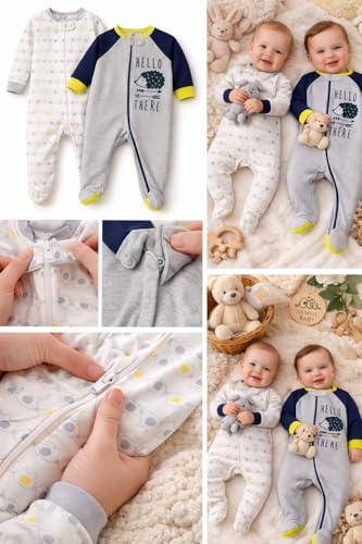 Image of TuddyBuddy 100% Cotton Multi Color Zipper Romper Sleepsuit /Romper /Jumpsuit for Baby Boy & Baby Girl