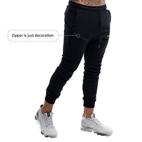 Wangdo Calça masculina de corrida justa, calça de moletom atlética afunilada para treino, corrida, a