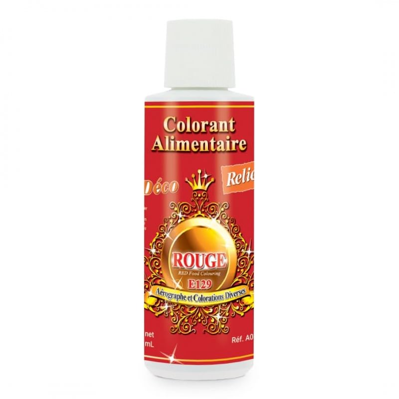 Dco Relief - Colorant liquide Professionnel  base d'eau ROUGE E129 125ml  - Spcial Arographe - Pour Ptisserie, Cuisine - Colorant Alimentaire -  A09.129 : Amazon.fr: Epicerie