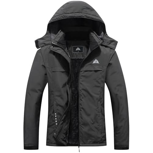 MOERDENG Women's Ski Jacket Warm Winter Coat Hooded Snowboarding Jackets Waterproof Mountain Windbreaker for Hiking Traval Dark Gray Small