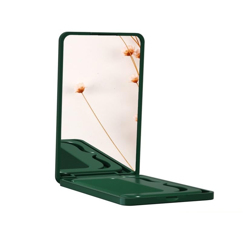 Miroir de maquillage avec peigne pliable blanc accessoire vanité mode
