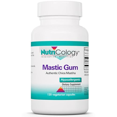 Nutricology, Mastic Gum (Mastix), 500mg, 120 Capsules végétaliennes, Végétarien, Sans Gluten, Sans Soja, Sans OGM