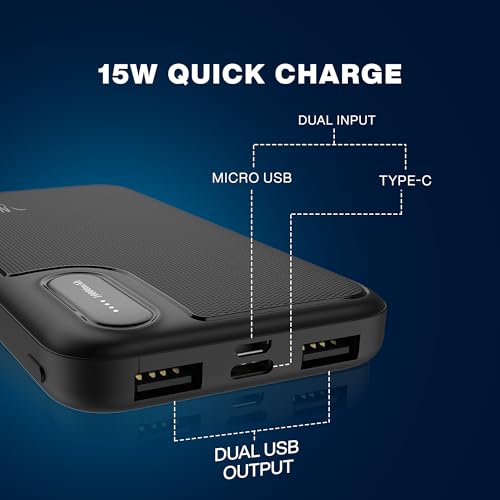 Image of Nextech 10000mAh Power Bank | Power Bank Fast Charging | Dual Input (Type-C + Micro) & Dual Output | Powerbank for iPhone, Android | Compatible with All Smartphone