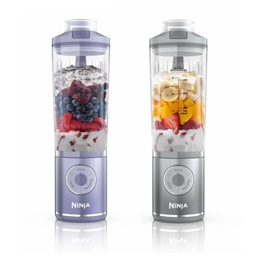 Ninja Blast Max Tragbarer Mixer/Blender/Smoothie Maker, 2 x 570 ml, wiederaufladbar, Mixbecher & auslaufsicherer Deckel, 3 Funktionen, Smoothies, Proteinshakes, Lavendel/Silber BC251EULS