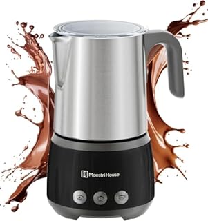 Maestri House Montalatte elettrico 4 in 1, 600 W, controllo Smart Touch per caldo e freddo, funzione di memoria per latte, cappuccino, latte caldo, cioccolata calda