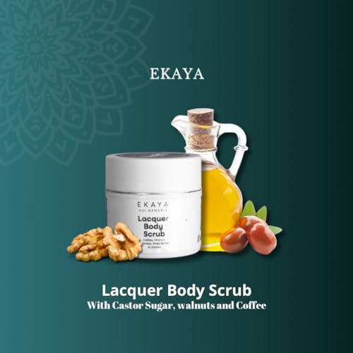 Image of Jivada Lacquer Body Scrub with Walnut, Oatmeal & Kaolin Clay | Tan Removal, Dead & Dull Bumpy Skin| Brightened Smooth Skin | All Skin Types | Women & Men | Sulphate & Paraben Free |100g