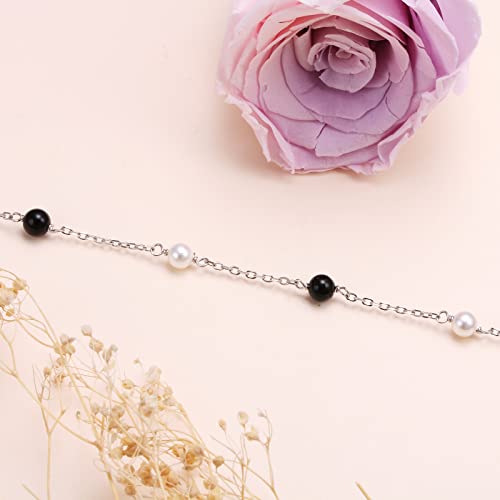 S925 Sterling Silver Choker Pearl Black Clavicle Dainty Short Pendant Necklace for Women Jewelry4