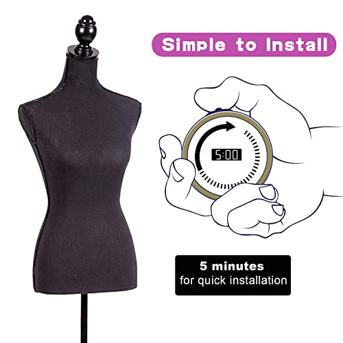 Female Mannequin Female Dress Form Manikin Body Torso With Wooden Tripod Base Stand 60-67 Inch Height Adjustable Pinnable Mannequin For Sewing Dress Jewelry Display, Black #TOP1