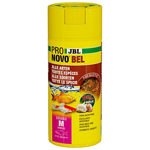 JBL PRONOVO BEL GRANO, Aliment de Base pour tous Poissons d'Aquarium de 8-20 cm, Granulés pour Poissons, Doseur à clic, taille M, 250 ml