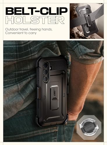 Image of SUPCASE for Samsung Galaxy S24 Case with Stand [2 Front Frames] [Built-in Screen Protector & Belt-Clip] [Military-Grade Protection] Heavy Duty Rugged Kickstand Phone Case for Galaxy S24 6.2 inch, Black