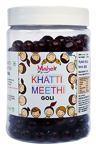 Image of Mahek Khatti Meethi Goli 350Gm | Traditional Indian Digestive Candy | Sweet & Tangy Mouth Freshener | Blend of Peeplamul, Jeera, Dry Mango, Nausadar & Neembusat | After Meal Digestive Churan Goli