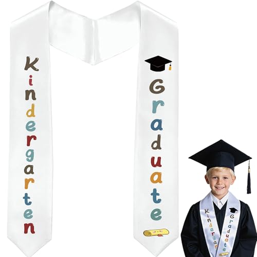 Lxzyu Kindergarten Preschool Graduation Stole, Unisex Kindergarten Preschool Graduation Sash Class of 2026 Graduation Gift for kids Pre k Graduation Gifts, White
