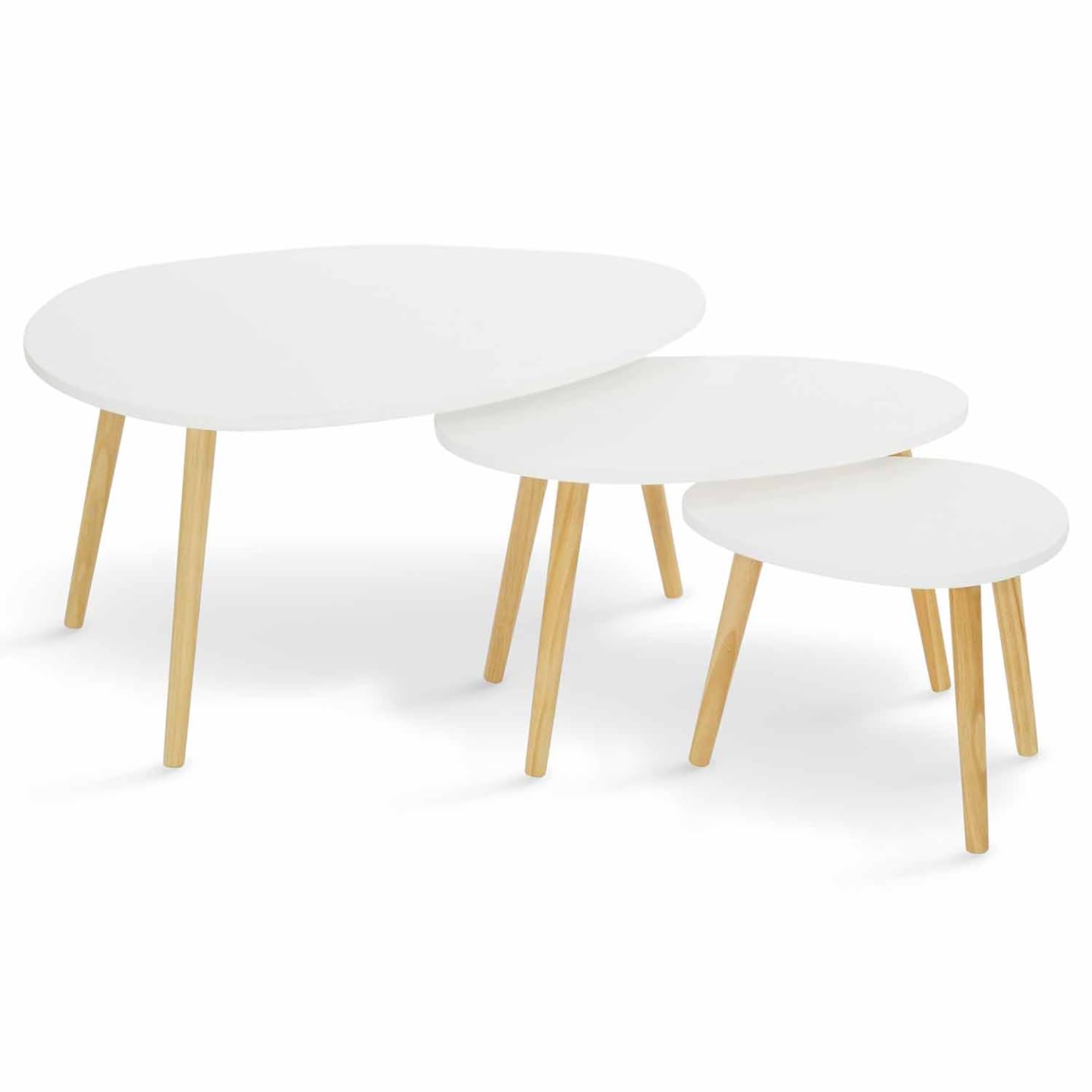 IDMarket - Lot de 3 Tables Basses gigognes Gaia laquées Blanc scandinave