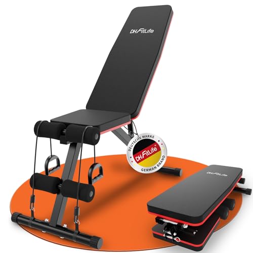 DH FitLife Banc pliable 8 en 1 | Gain de place 80% | Banc de musculation réglable et incliné | Appareil d’abdominaux pour entraînement complet à domicile