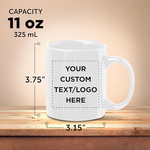Custom Ceramic Coffee Mugs 11 oz. Set of 10/50/100, Personalized Bulk Pack - Coffee Cup Set, Iced Coffee Cup, Gaming Mug for Dad - White - Image 5