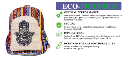 RARA-Natural-Handmade-Unique-design-eco-friendly-Hemp-Hippie-backpack-very-popular-in-FAIR-TRADE-Beautiful-light-weight-backpack-for-college-Adults-Peace-Hand-Medium